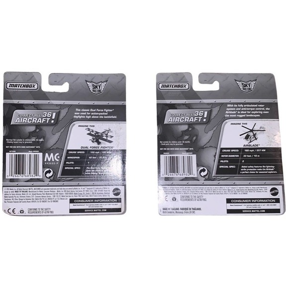 2 Matchbox Sky Busters HTF Airblade and Dual Force Fighter - Picture 2 of 6